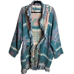Vintage Southwestern Fringe Jacket – Woven Aztec Boho Coat
